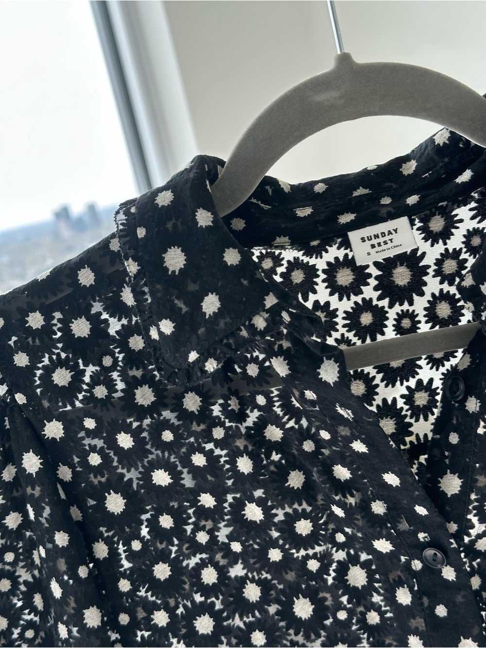 Aritzia: Black and White Sheer Floral Bonita Blouse